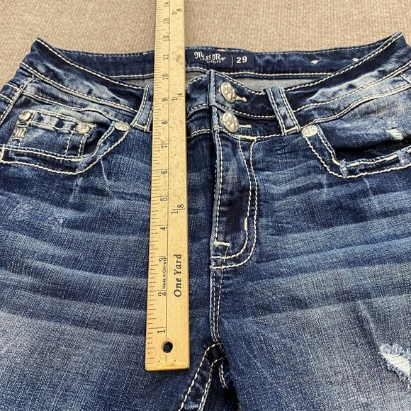 Miss Me Bootcut Jeans Womens 29 Medium Wash Stretch Rhinestone Embroidered Boho - Picture 8 of 13